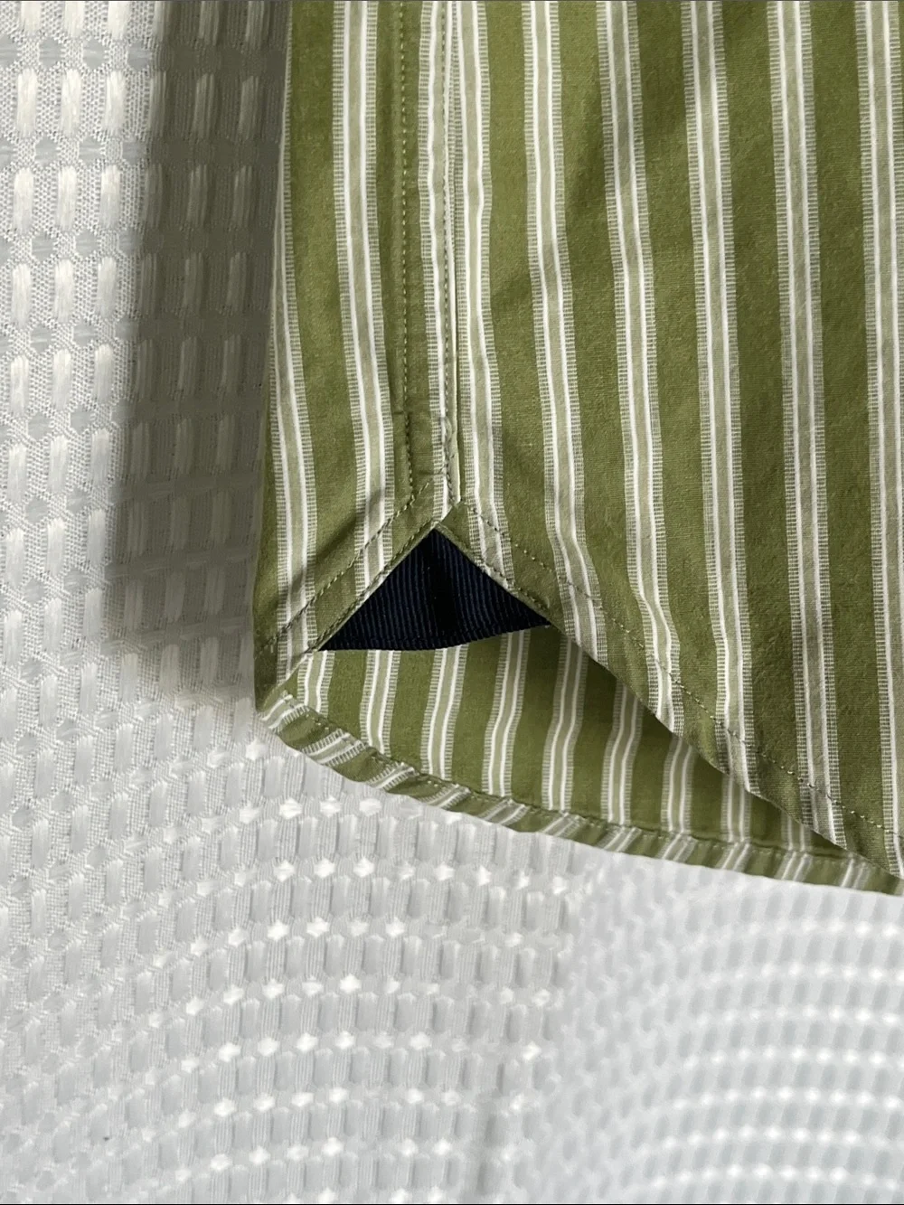 Abercrombie Women's Green White Stripe Button Shirt Cotton Medium Fitted